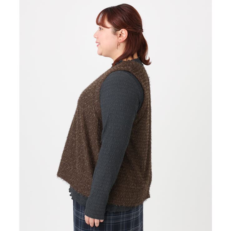 【大きいサイズ】2wayラメシャギーベスト | eur3 | 詳細画像12 