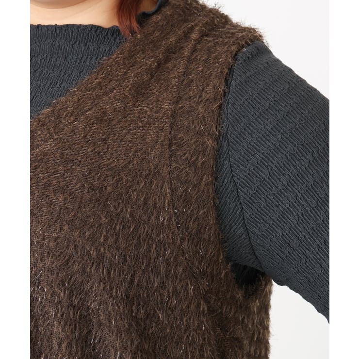 【大きいサイズ】2wayラメシャギーベスト | eur3 | 詳細画像16 