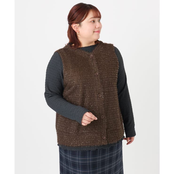 【大きいサイズ】2wayラメシャギーベスト | eur3 | 詳細画像20 