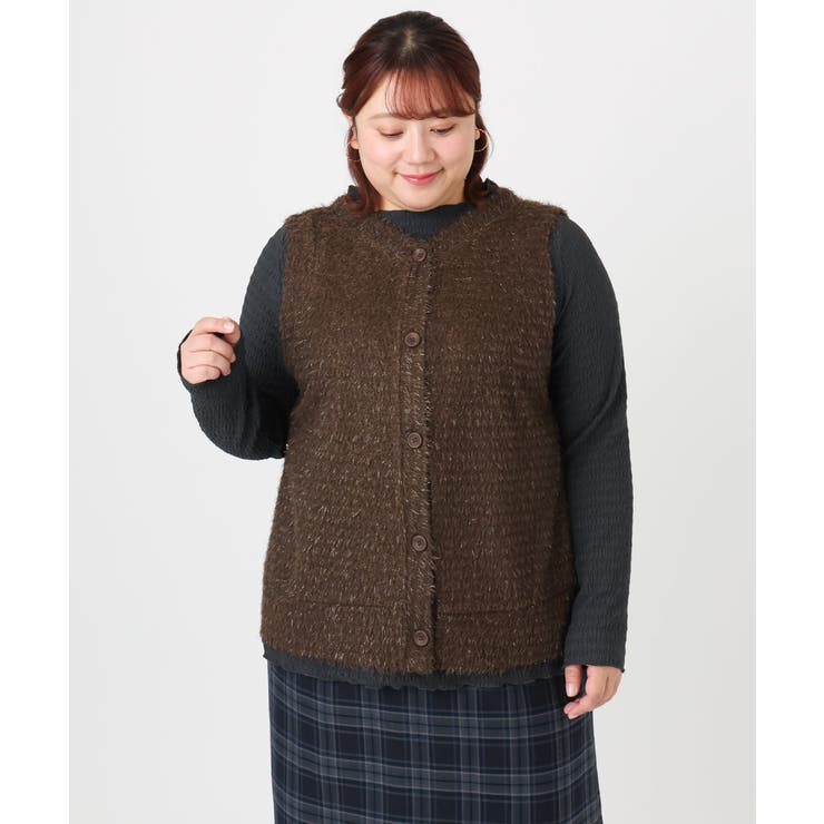 【大きいサイズ】2wayラメシャギーベスト | eur3 | 詳細画像21 