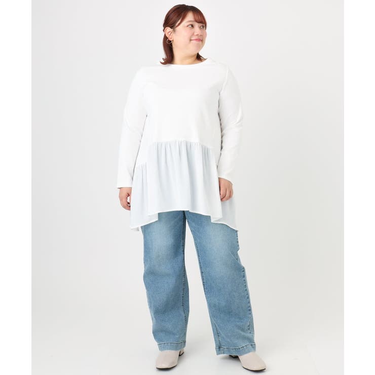 【大きいサイズ】異素材ドッキングカットソー | eur3 | 詳細画像12 