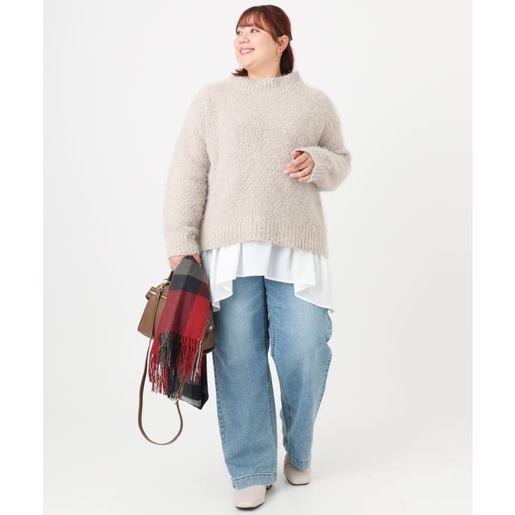 【大きいサイズ】異素材ドッキングカットソー | eur3 | 詳細画像14 