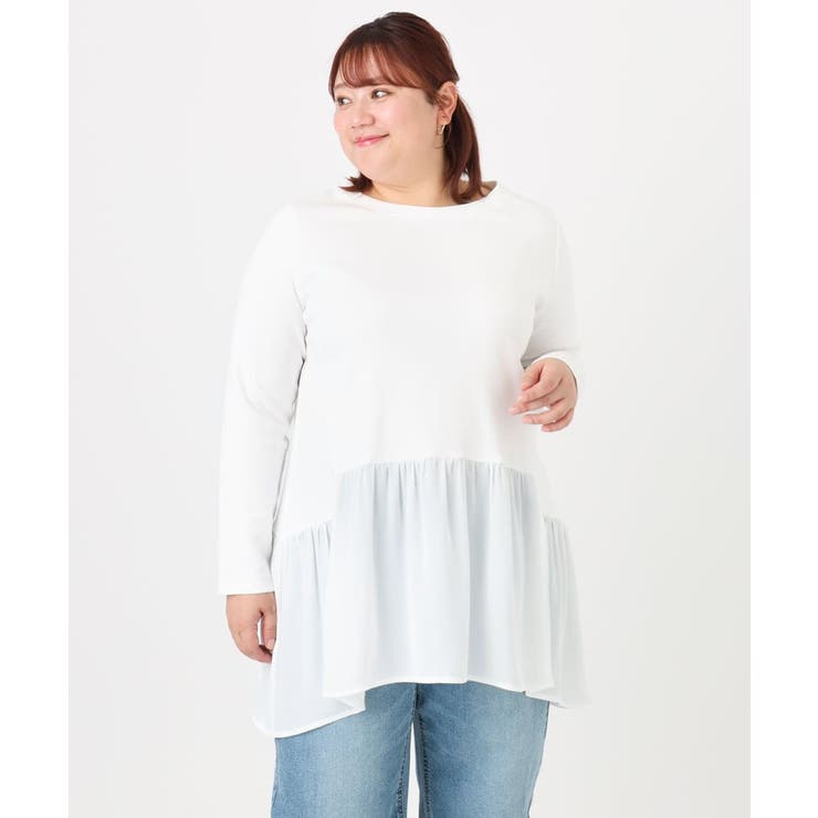 【大きいサイズ】異素材ドッキングカットソー | eur3 | 詳細画像4 