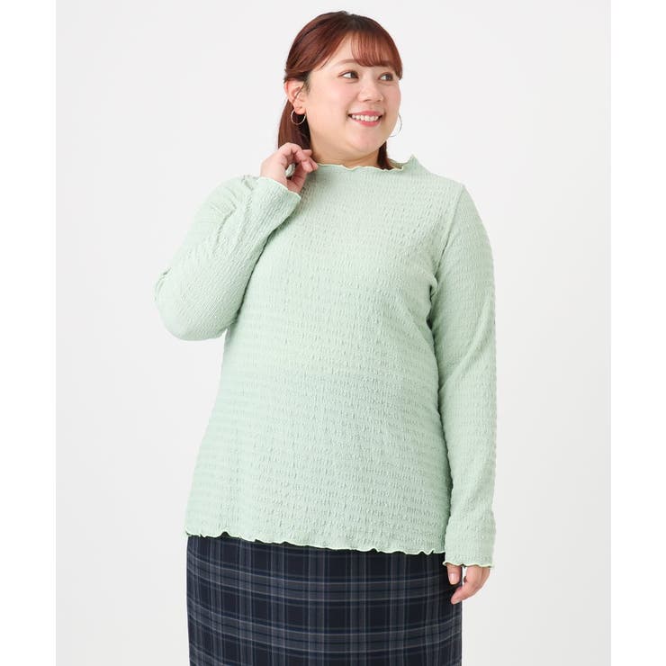 ライトグリーン(30) | 【大きいサイズ】シャーリングメロートップス | eur3