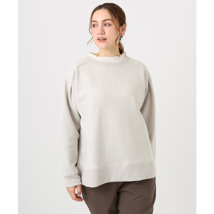 グレージュ(89) | 【大きいサイズ/a.v.v×eur3】ラメ裏起毛スウェットプルオーバー | eur3