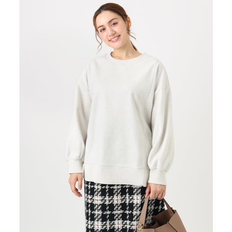 アイボリー(80) | 【大きいサイズ】起毛スウェットライクトップス | eur3