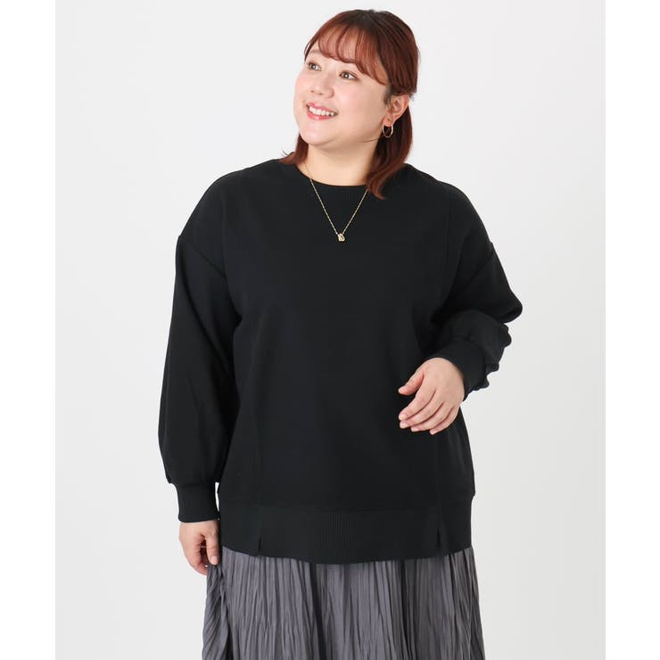 ブラック(94) | 【大きいサイズ】起毛スウェットライクトップス | eur3