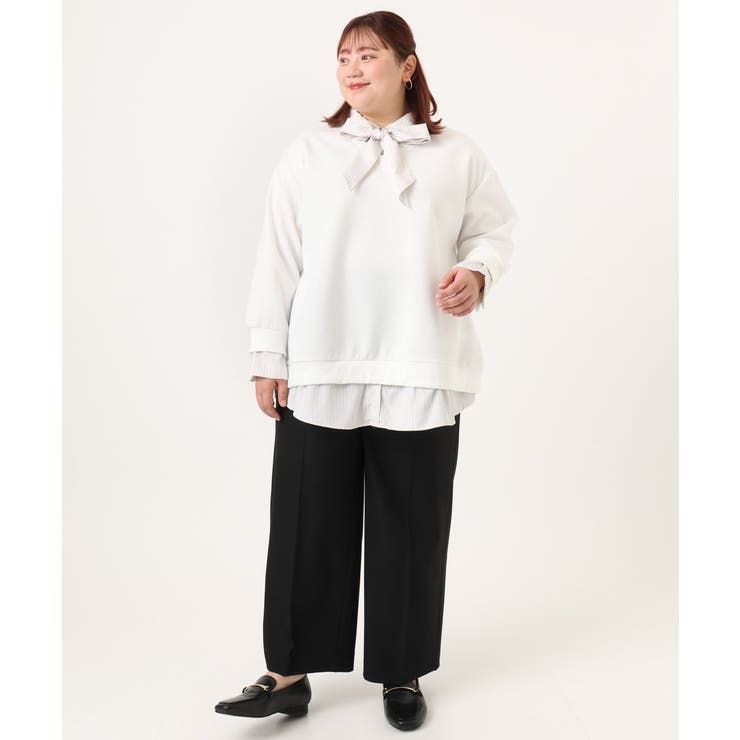 【大きいサイズ】レイヤード風ボウタイトップス | eur3 | 詳細画像12 