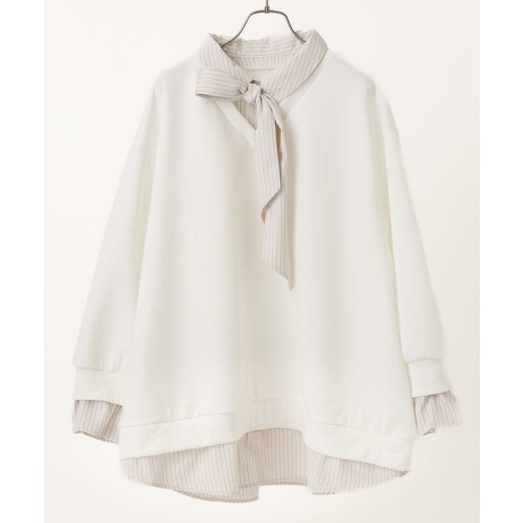 【大きいサイズ】レイヤード風ボウタイトップス | eur3 | 詳細画像14 