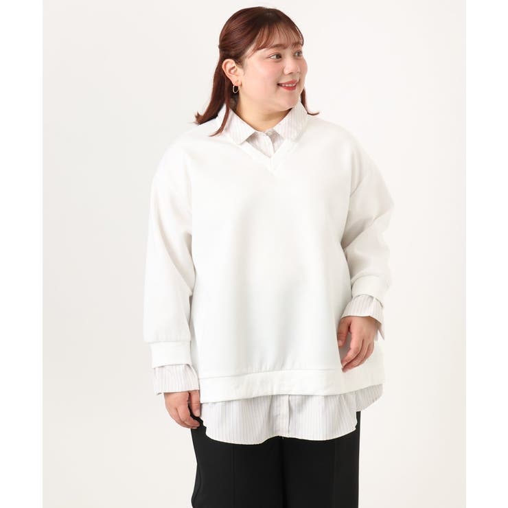 【大きいサイズ】レイヤード風ボウタイトップス | eur3 | 詳細画像18 