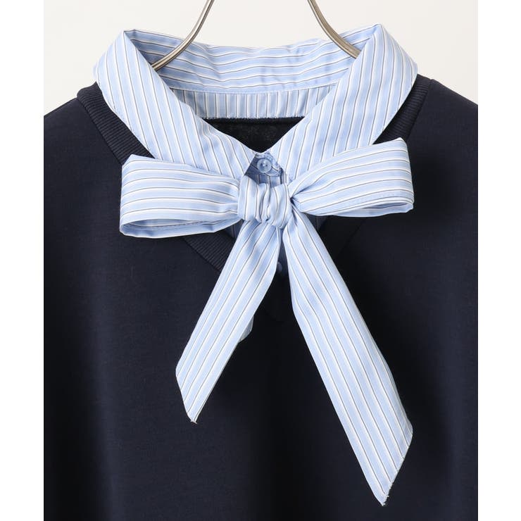 【大きいサイズ】レイヤード風ボウタイトップス | eur3 | 詳細画像2 