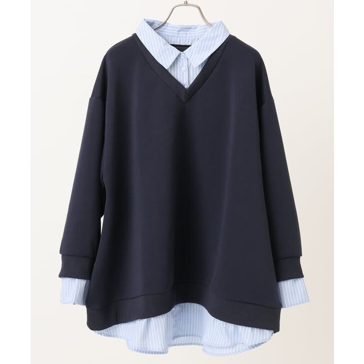 【大きいサイズ】レイヤード風ボウタイトップス | eur3 | 詳細画像6 