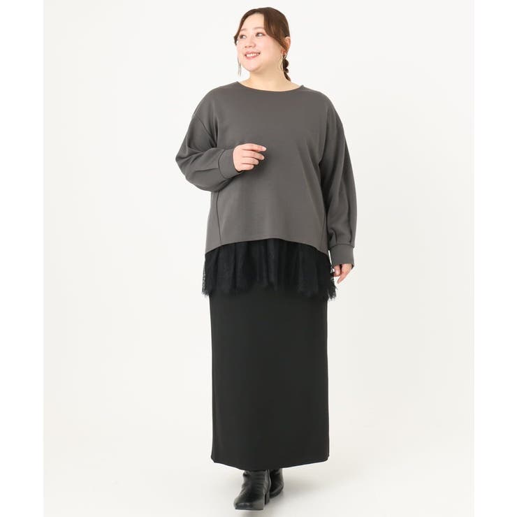 【大きいサイズ】ダンボールカットソー×レースインナーセット | eur3 | 詳細画像33 