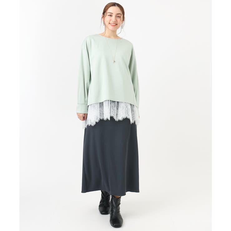 【大きいサイズ】ダンボールカットソー×レースインナーセット | eur3 | 詳細画像6 