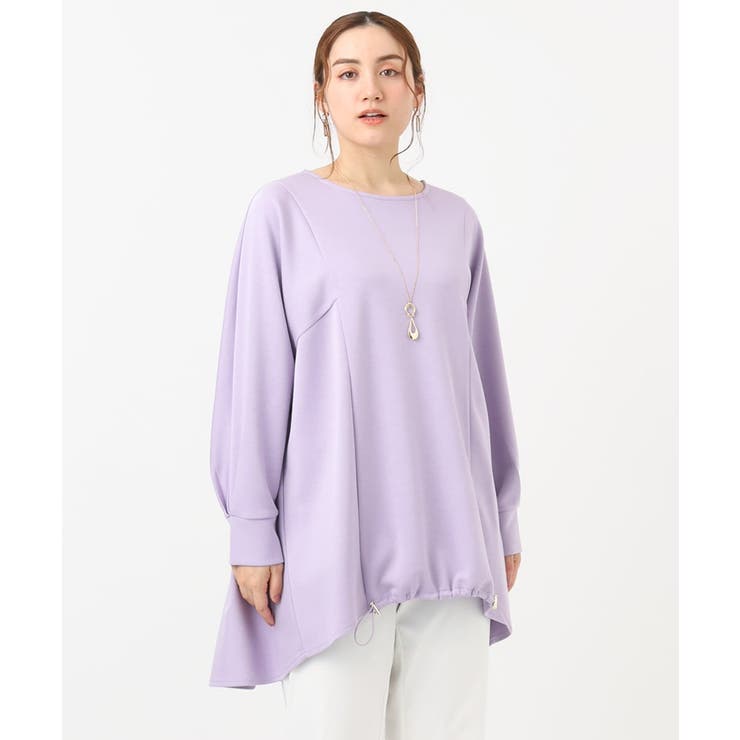 ラベンダー(60) | 【大きいサイズ】ダンボールバックフレアトップス | eur3