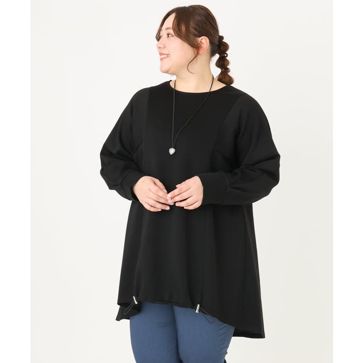 ブラック(94) | 【大きいサイズ】ダンボールバックフレアトップス | eur3