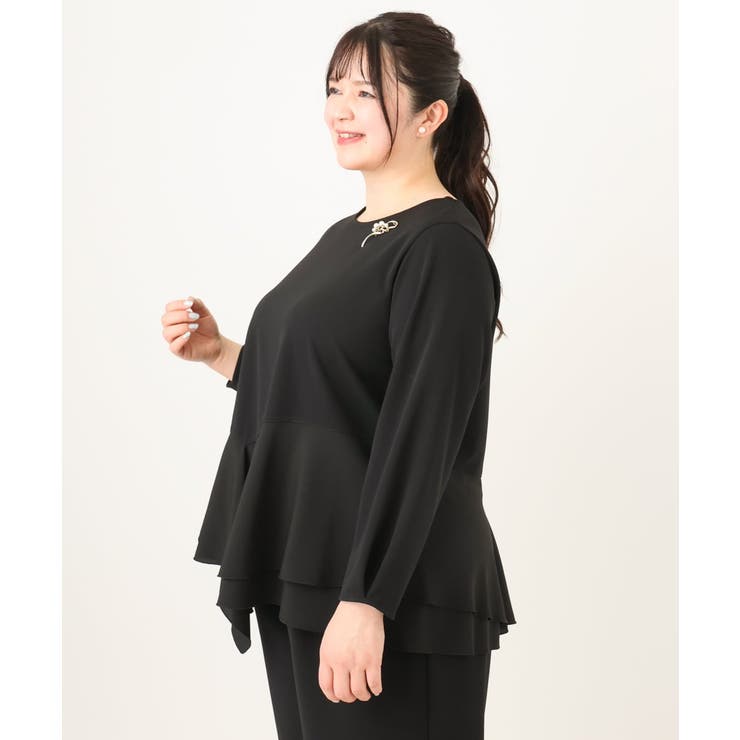 大きいサイズ】カットジョーゼットイレヘムトップス[品番：ITKW0020775