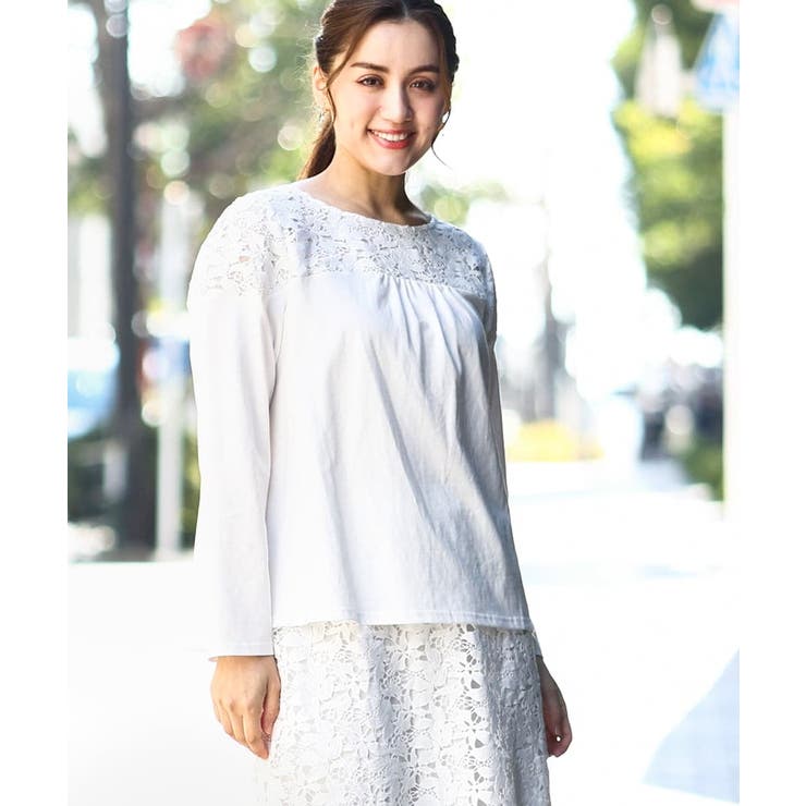 【大きいサイズ】レースコンビカットソー | eur3 | 詳細画像1 