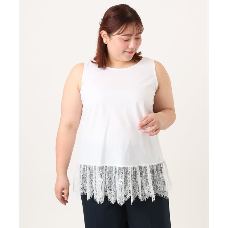 【大きいサイズ】レースヘムタンクトップ | eur3 | 詳細画像2 
