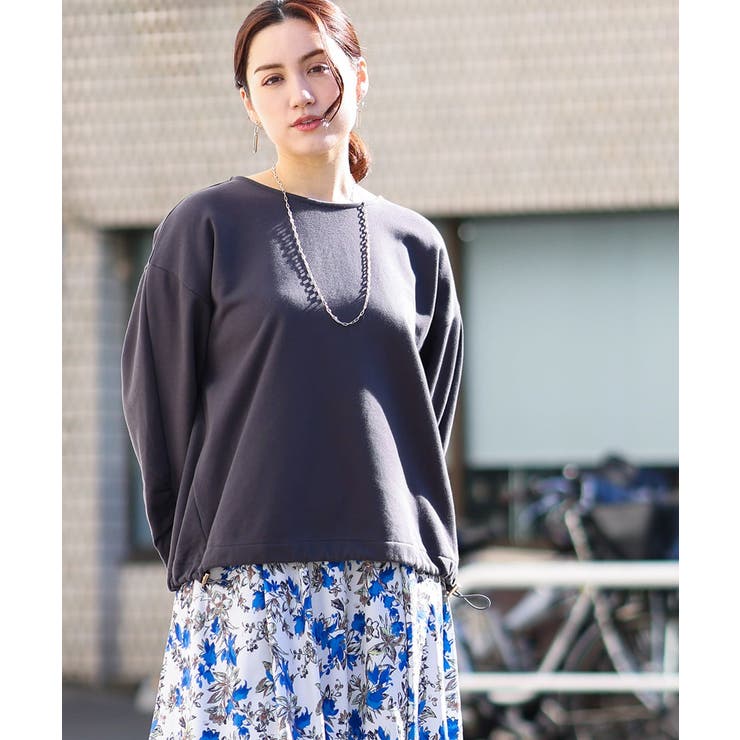 ダークグレー(93) | 【大きいサイズ】袖ギャザー裏毛トップス | eur3