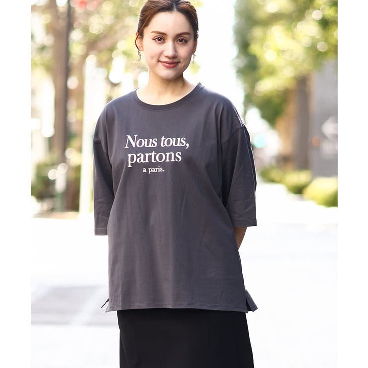 【大きいサイズ】ドロップショルダーロゴTシャツ | eur3 | 詳細画像1 