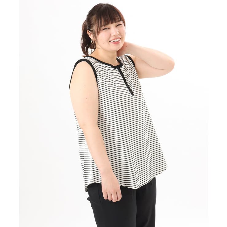 ホワイト | 【大きいサイズ】ヘンリーネックタンクトップ | eur3