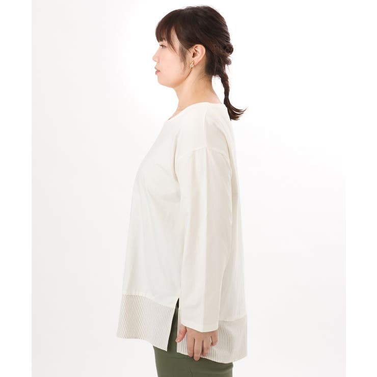 【大きいサイズ】裾ストライプカットソー | eur3 | 詳細画像9 