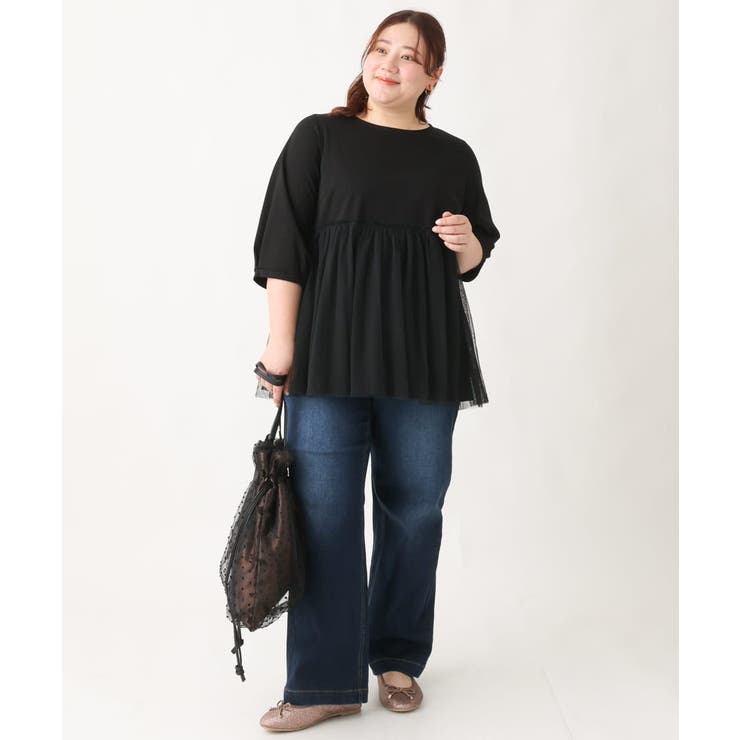 【大きいサイズ】チュールギャザーコンビチュニック | eur3 | 詳細画像17 