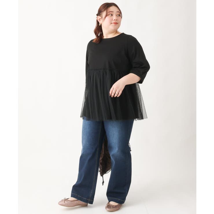 【大きいサイズ】チュールギャザーコンビチュニック | eur3 | 詳細画像19 