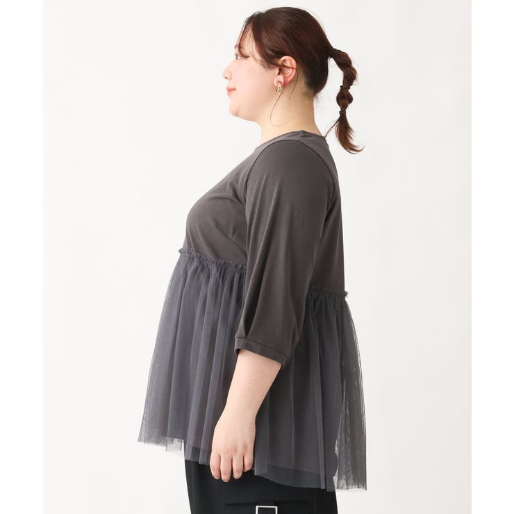 【大きいサイズ】チュールギャザーコンビチュニック | eur3 | 詳細画像7 