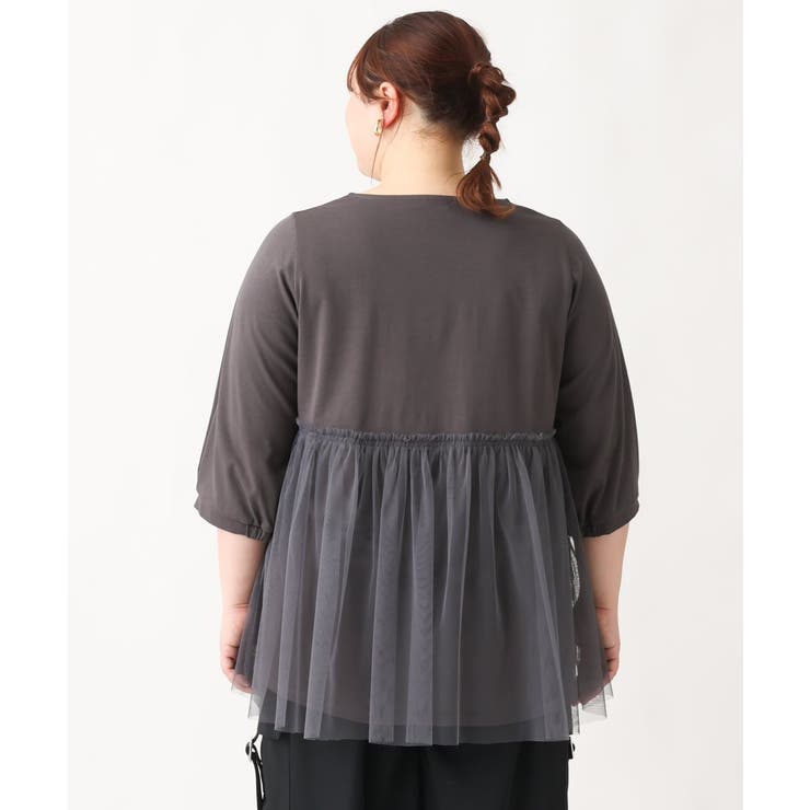 【大きいサイズ】チュールギャザーコンビチュニック | eur3 | 詳細画像8 