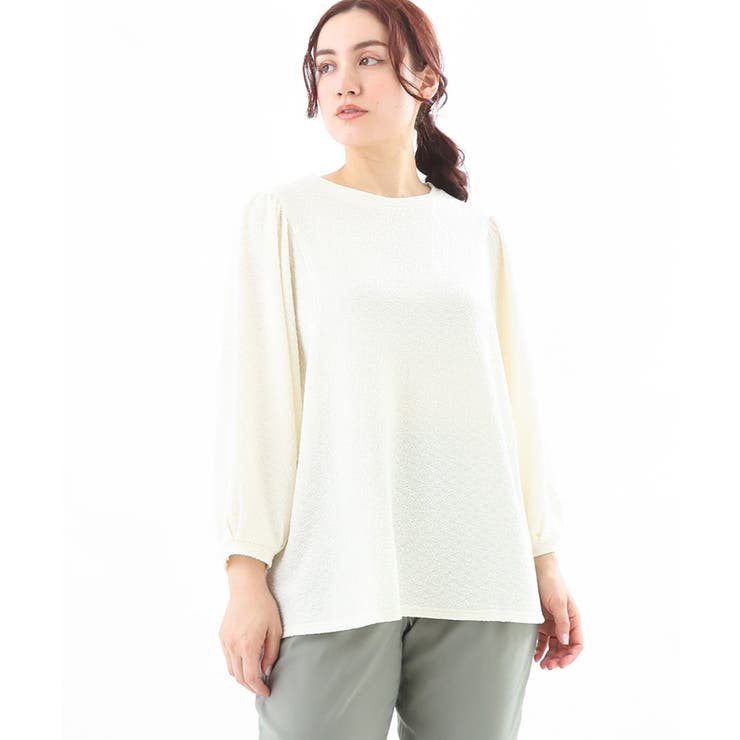 アイボリー(80) | 【大きいサイズ】ポコポコジャージートップス | eur3