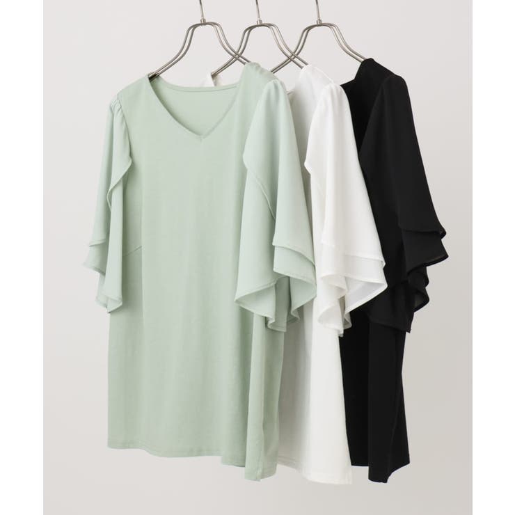 【大きいサイズ】ラッフルスリーブカットソー | eur3 | 詳細画像12 