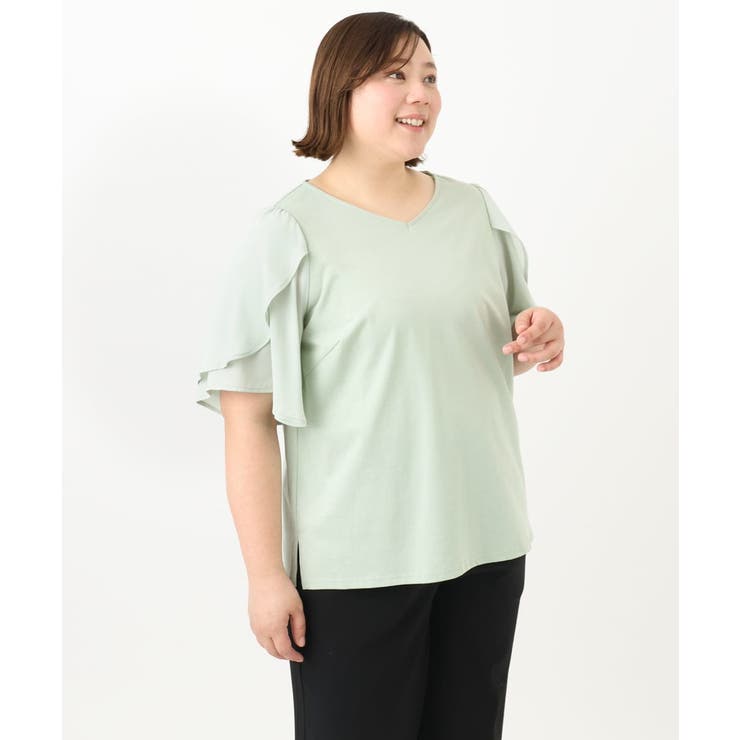 【大きいサイズ】ラッフルスリーブカットソー | eur3 | 詳細画像4 