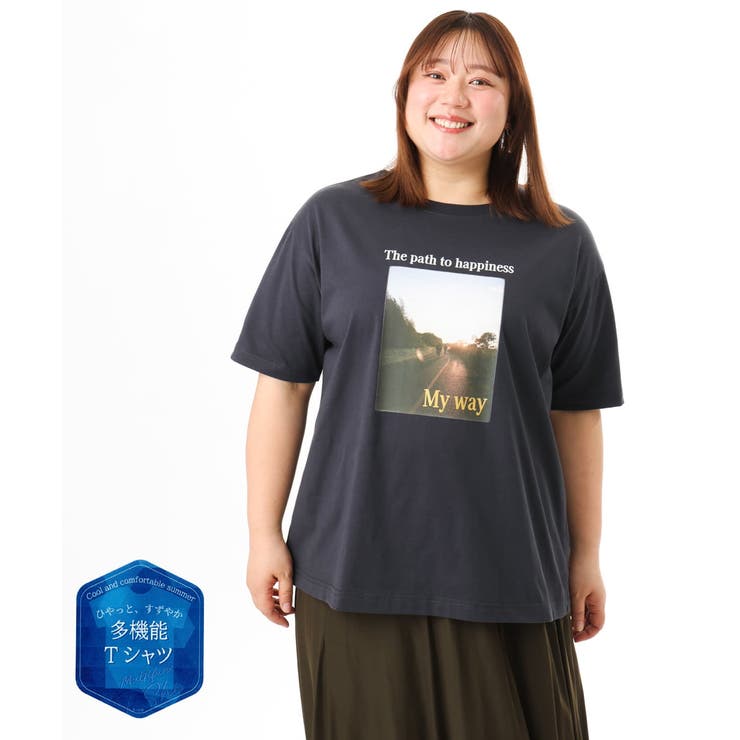 ダークグレー | 【大きいサイズ/機能素材】フォトプリントTシャツ | eur3