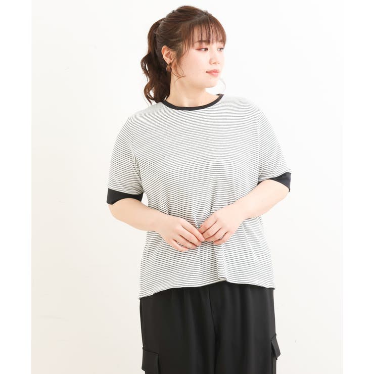 【大きいサイズ】テレコボーダーカットソー | eur3 | 詳細画像13 