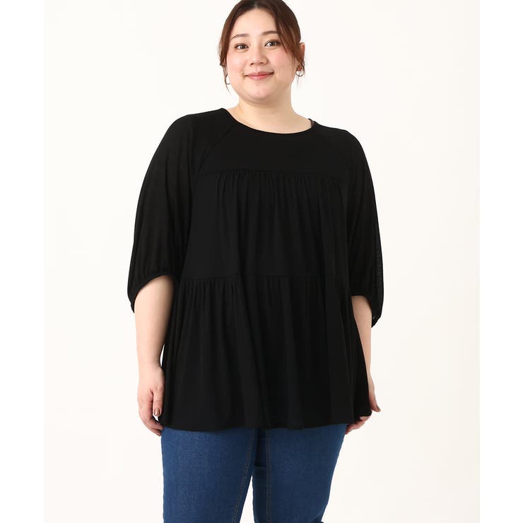 ブラック(94) | 【大きいサイズ】ティアードカットソー | eur3