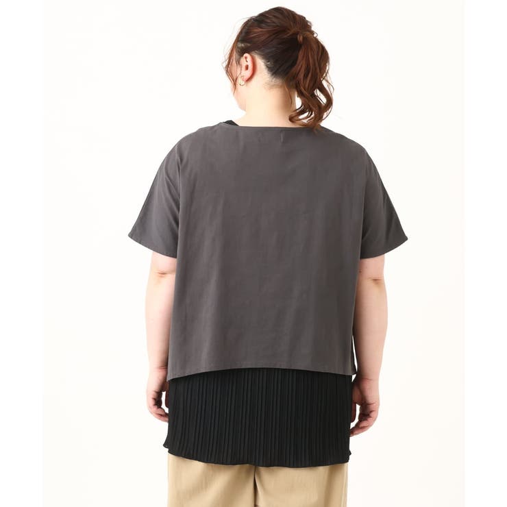【大きいサイズ/soso×eur3】Tシャツ×プリーツタンクトップセット eur3｜【大きいサイズ/soso*eur3】Tシャツ*プリーツタンクトップ