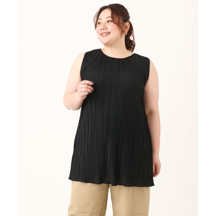 【大きいサイズ/soso×eur3】Tシャツ×プリーツタンクトップセット | eur3 | 詳細画像15 