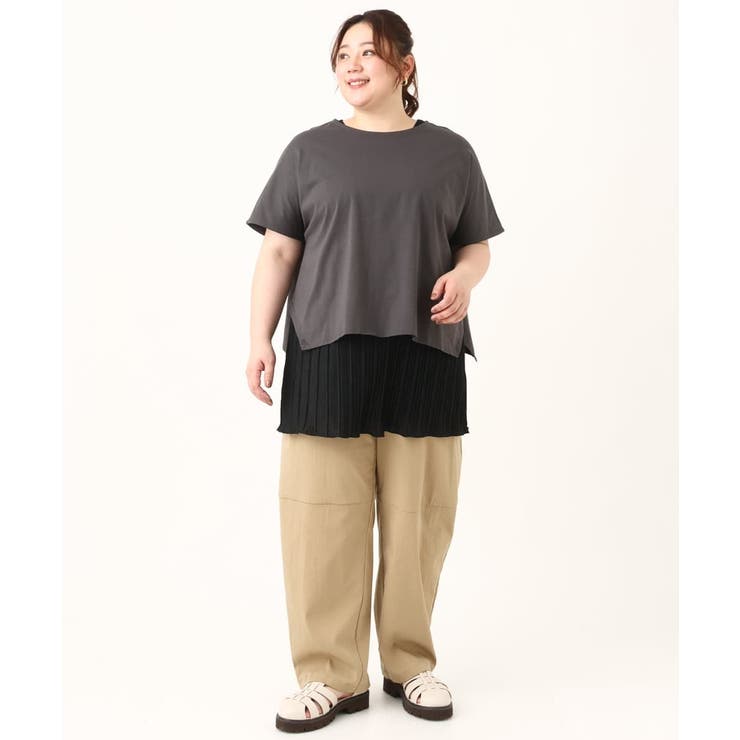 大きいサイズ/soso×eur3】Tシャツ×プリーツタンクトップセット