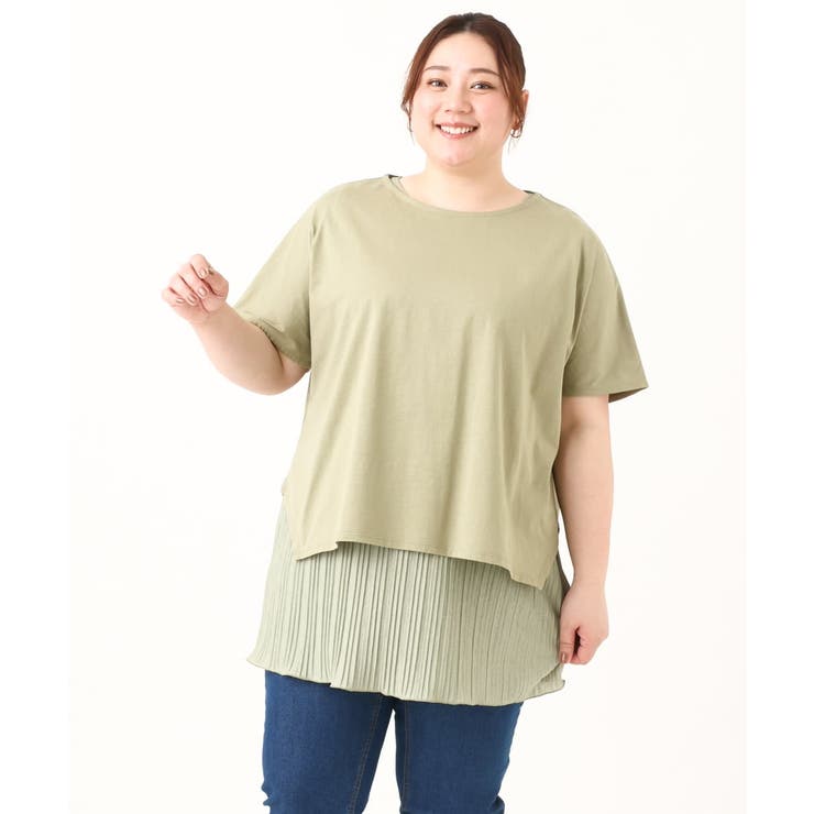 【大きいサイズ/soso×eur3】Tシャツ×プリーツタンクトップセット | eur3 | 詳細画像3 