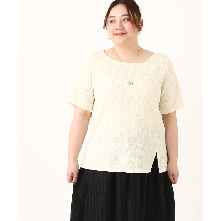 【大きいサイズ/soso×eur3】ポコポコアシンメトリーカットソー | eur3 | 詳細画像1 