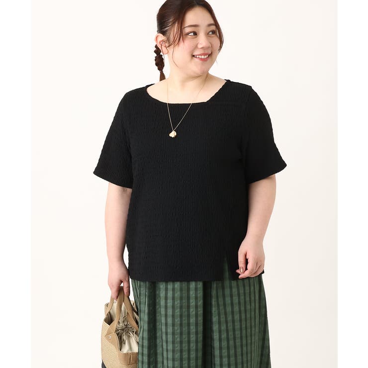 ブラック(94) | 【大きいサイズ/soso×eur3】ポコポコアシンメトリーカットソー | eur3