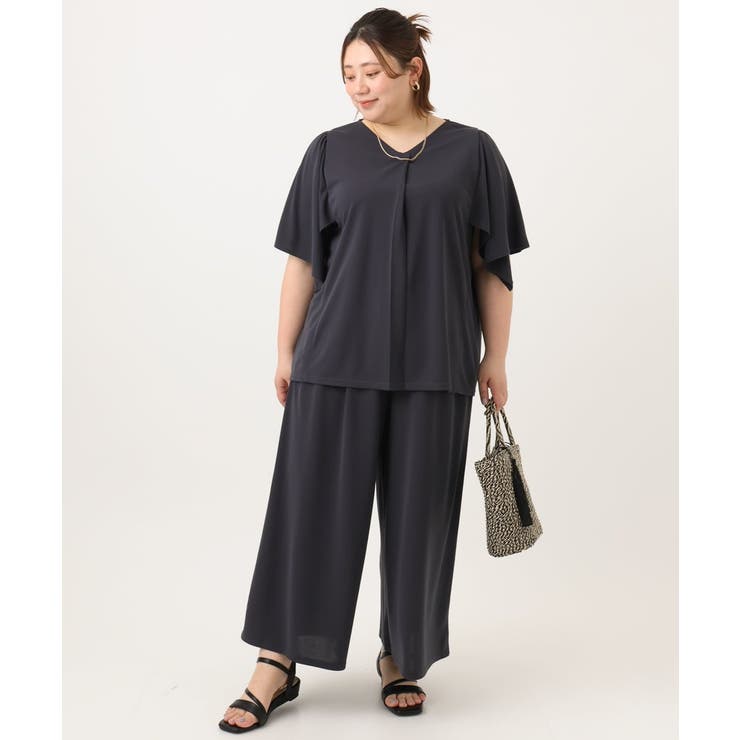 【大きいサイズ/セットアップ対応】接触冷感ジャージーVネックカットソー | eur3 | 詳細画像18 