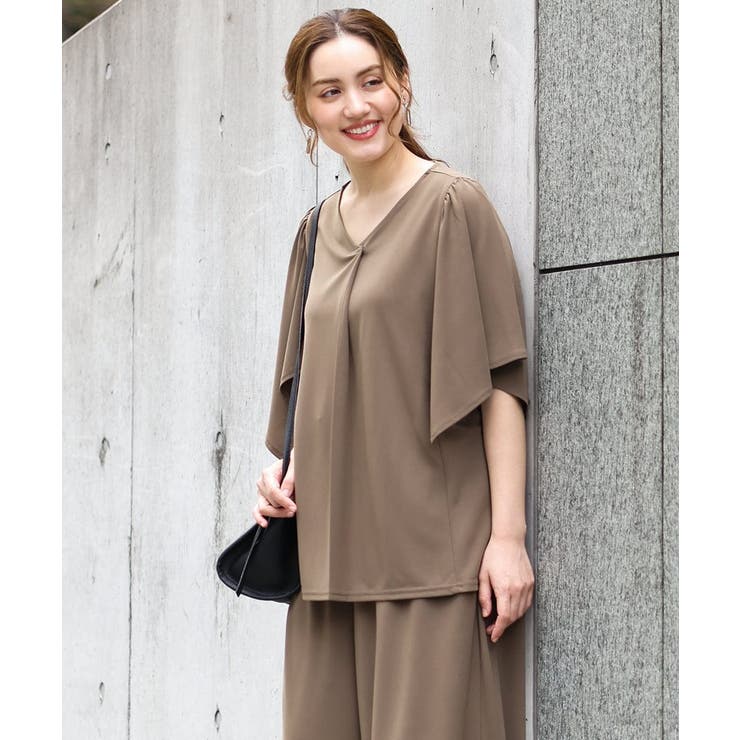 【大きいサイズ/セットアップ対応】接触冷感ジャージーVネックカットソー | eur3 | 詳細画像2 