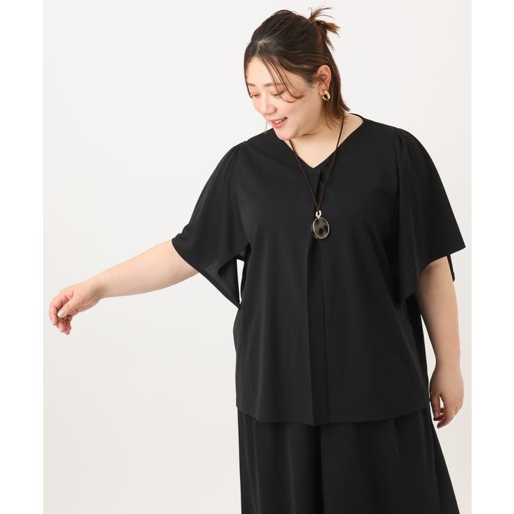 【大きいサイズ/セットアップ対応】接触冷感ジャージーVネックカットソー | eur3 | 詳細画像20 