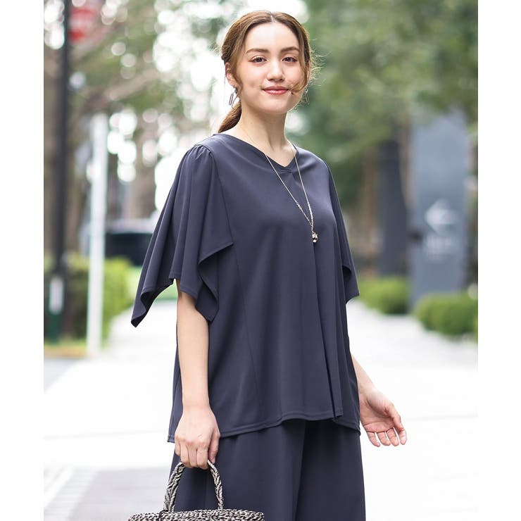 【大きいサイズ/セットアップ対応】接触冷感ジャージーVネックカットソー | eur3 | 詳細画像5 