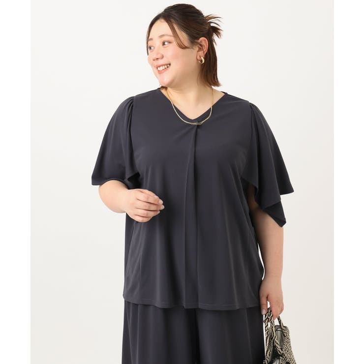 【大きいサイズ/セットアップ対応】接触冷感ジャージーVネックカットソー | eur3 | 詳細画像9 