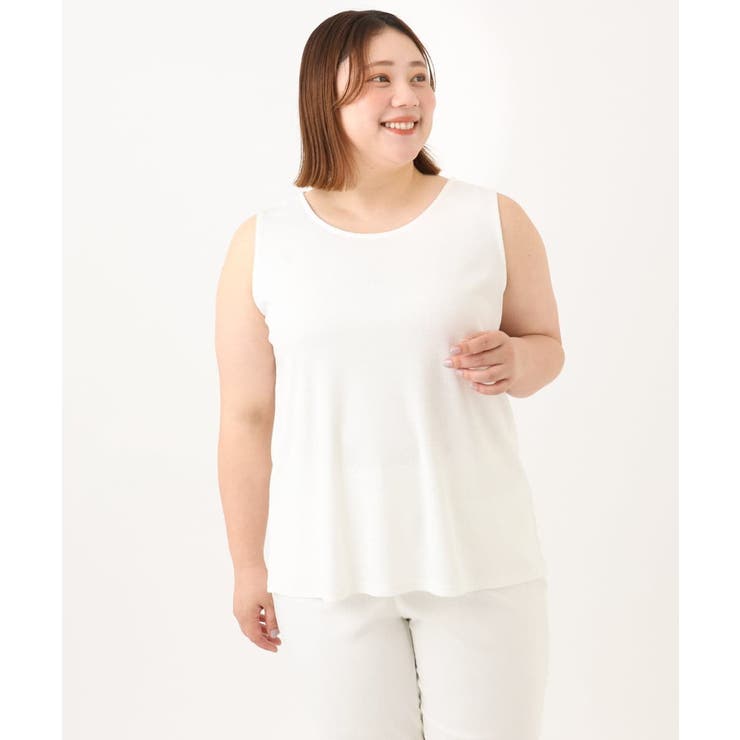 【大きいサイズ/接触冷感】ラウンドネックテレコタンクトップ | eur3 | 詳細画像11 