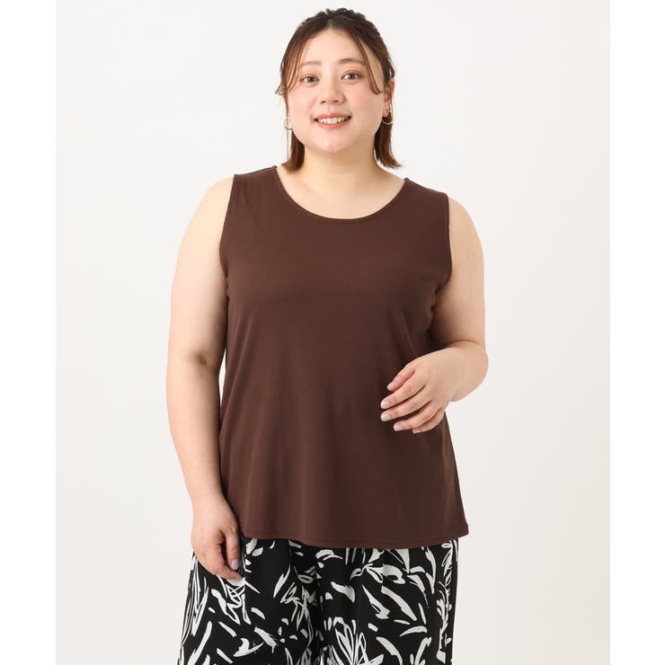 【大きいサイズ/接触冷感】ラウンドネックテレコタンクトップ | eur3 | 詳細画像9 